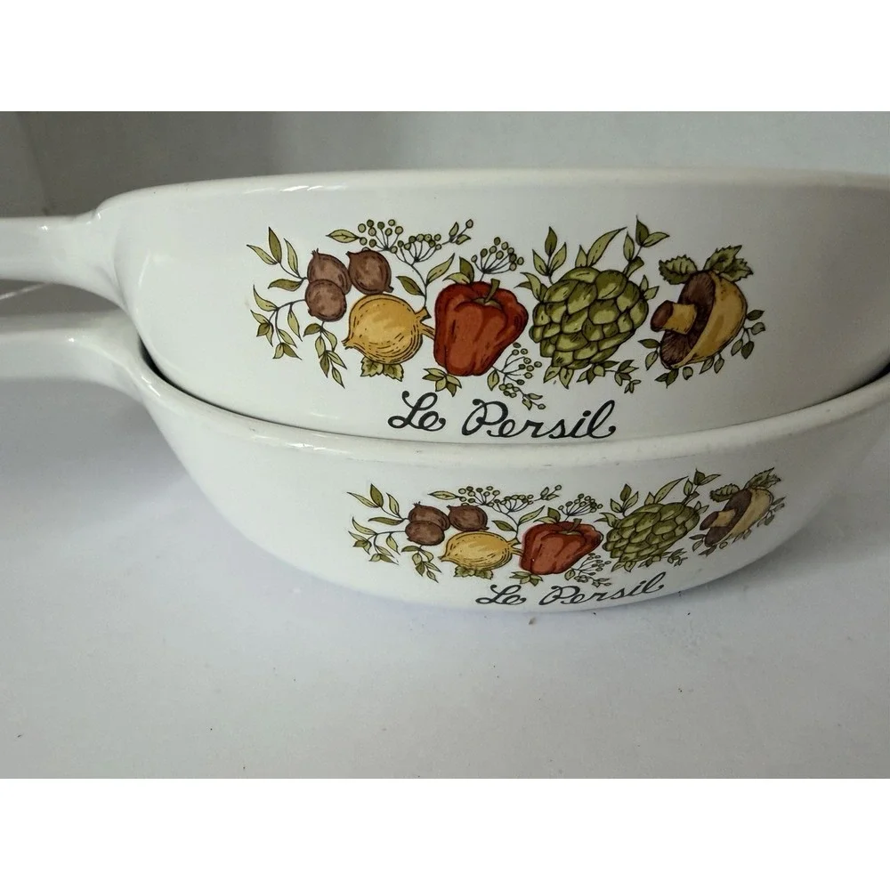 CorningWare Le Persil Spice of Life P-83-B Pan Skillet Dish Vintage Set Of 2